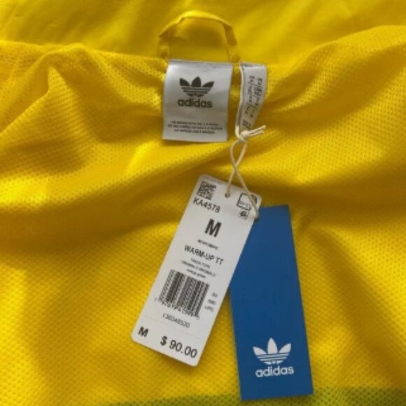 Adidas Originals Men Warm Up Track Tops Yellow And Energy Green Medium - Picture 3 of 8